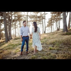 White floral wrap dress